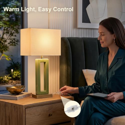 22" Modern Ceramic Table Lamps Set of 2 (2 Count)