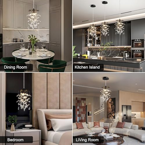 8.3" Black Crystal Pendant Light for Kitchen Island