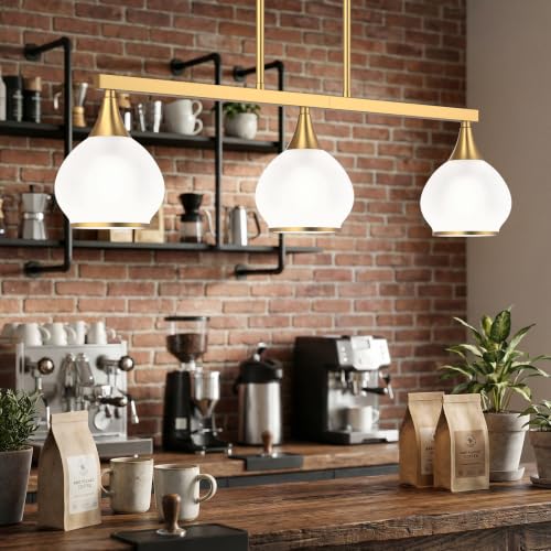 Brushed Gold Kitchen Island Linear Pendant Light