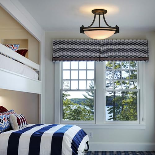 Matte Black Semi Flush Mount Ceiling Light Modern Farmhouse 2