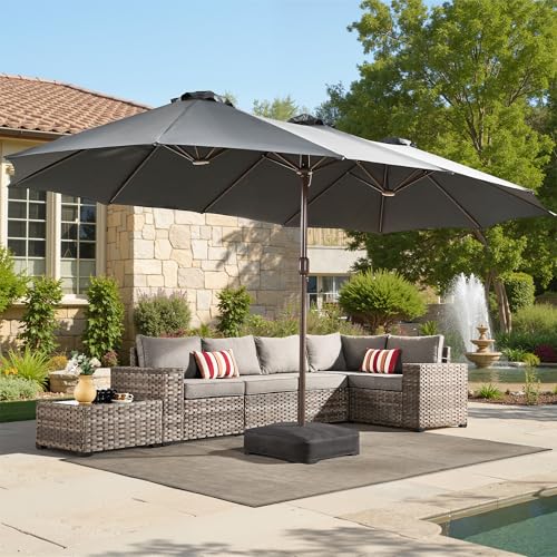 15 Ft Double Head Umbrella Outdoor Patio With Base