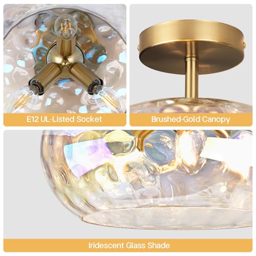 12" Vintage Rainbow Glass Ceiling Light