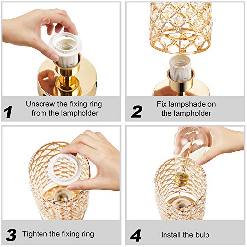 Gold Crystal Touch Lamp for Bedroom with USB