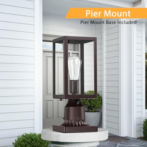 Dusk to Dawn Outdoor Post Lights with Pier Mount Base 2 (2 Count)