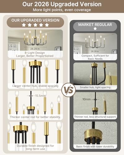 8 Light Black and Gold Chandelier