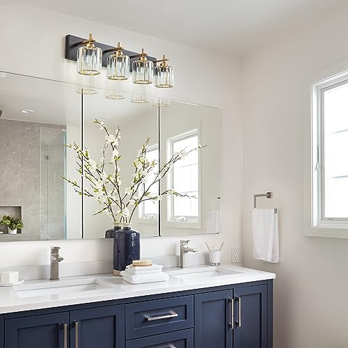 Black Gold Crystal Bathroom Vanity Light