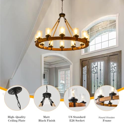 40" Wagon Wheel Chandelier Farmhouse (12 Count)