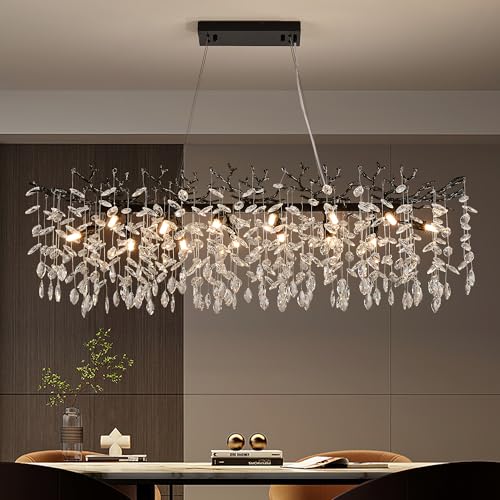 Modern Black Crystal Chandeliers for Living Room