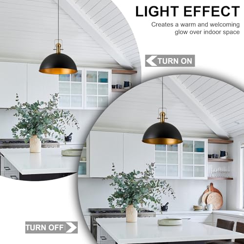12 Inch Black Farmhouse Pendant Lights for Kitchen Island 1 Pack