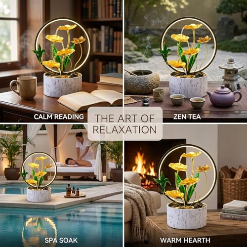 15" H Indoor Modern Tabletop Water Fountain LED Light