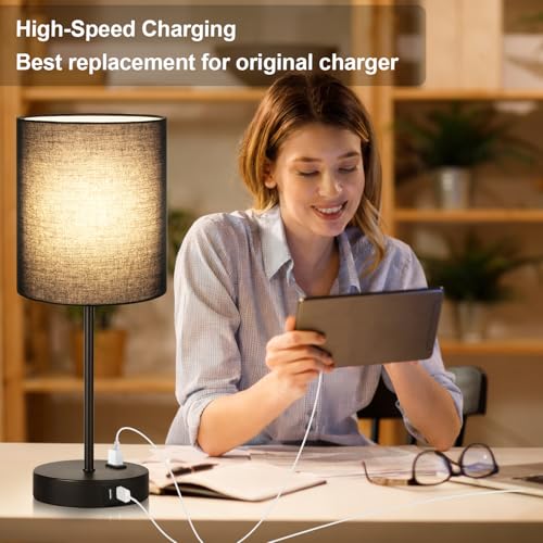 2 Pack Touch Control Table Lamps with 2 USB & AC Outlet