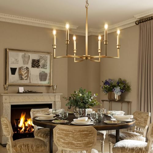 6 Light Candelabra Chandelier Dining Room Gold Chandeliers 26in