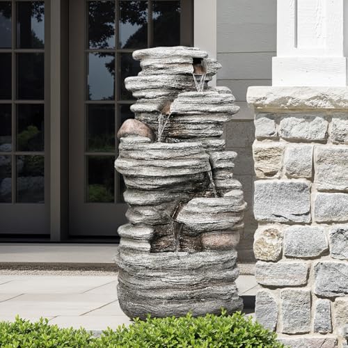 40" Outdoor Water Fountain with LED Lights
