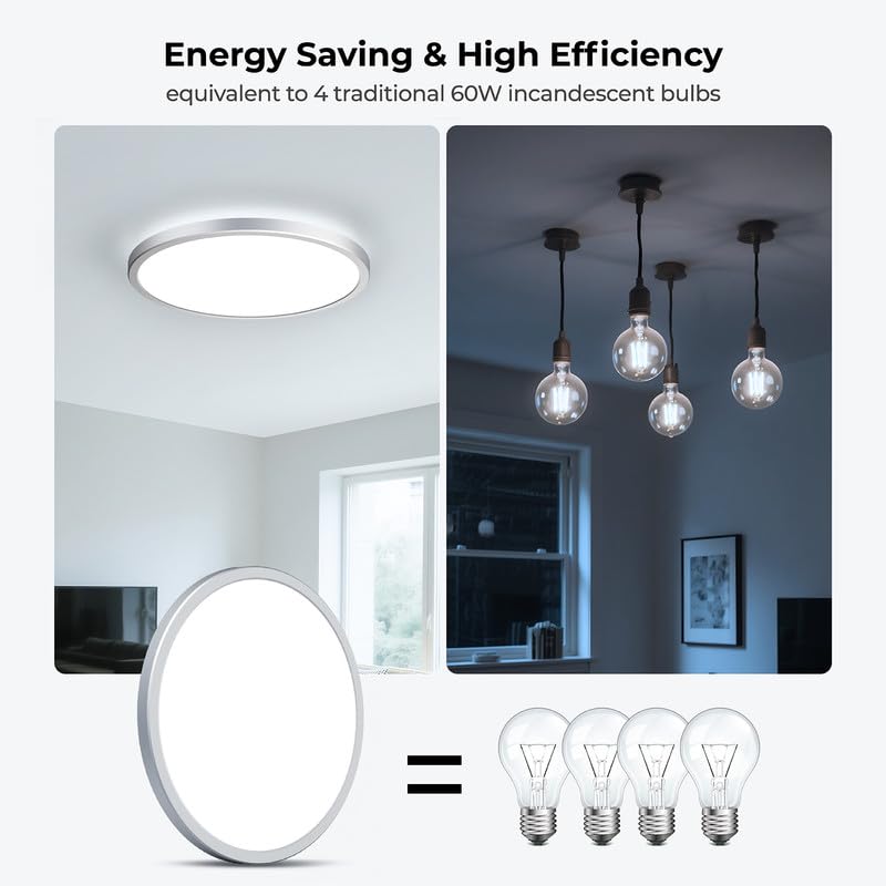Dimmable LED Flush Mount Ceiling Light Fixture with Remote Control