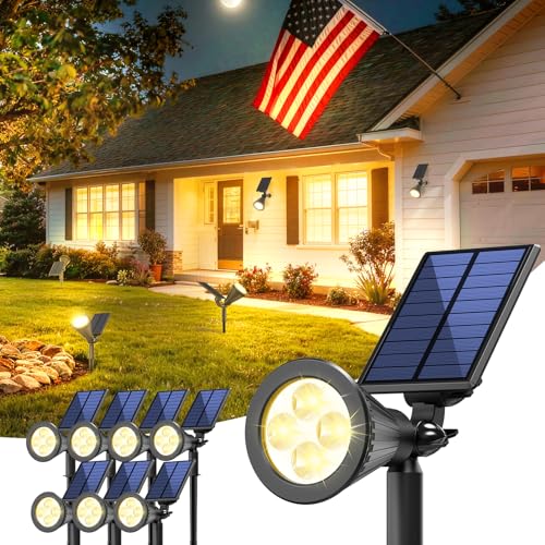 8 Pack Solar Spot Lights Outdoor Waterproof with Focus Beam