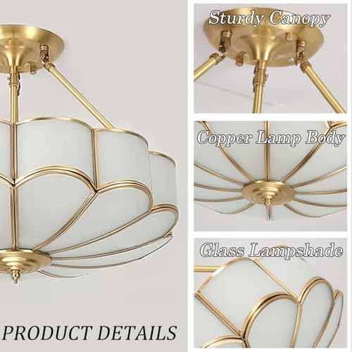 24 Inch Brass Semi Flush Chandelier