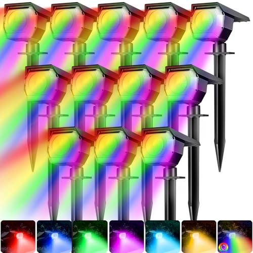 Solar Spot Lights Outdoor Color Changing (12 Count)