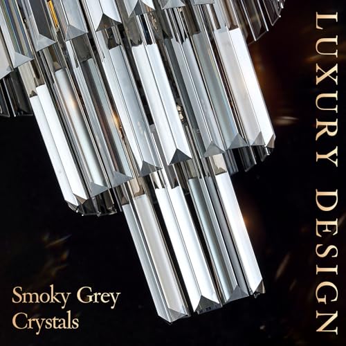 12" Smoke Gray Crystal Chandeliers (3 Count)