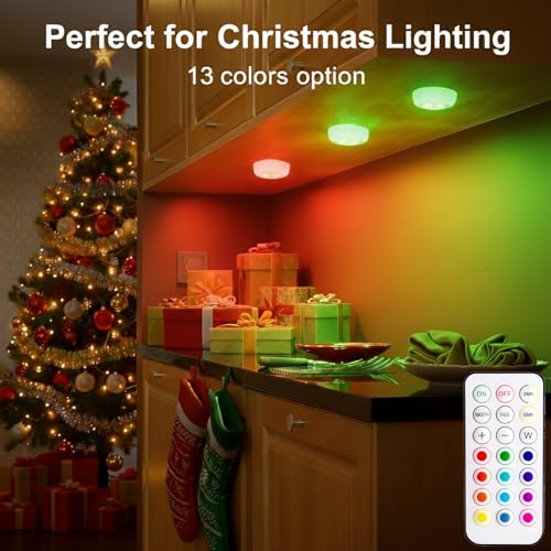 LED Puck Lights with Remote Control (2 Count)