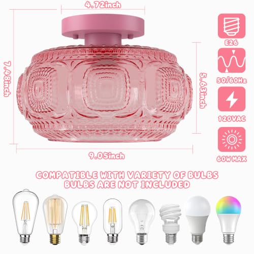 Globe Glass Semi Flush Mount Ceiling Light Fixture