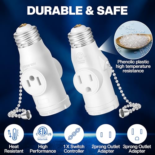 Light Socket to Plug Adapter with Bulb Control Switch