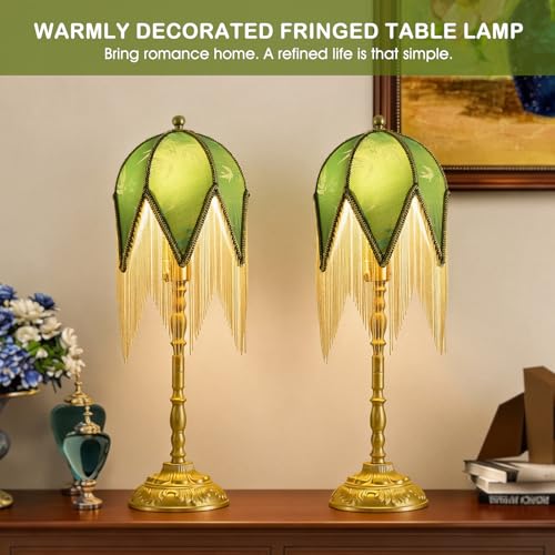 Vintage Table Lamp with Beaded Tassels