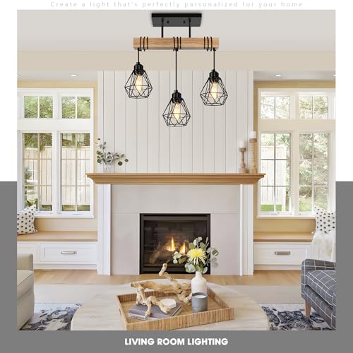 3 Lights Farmhouse Dining Room Pendant Light Fixtures Over Table