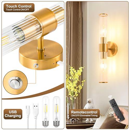 Gold Battery Operated Wall Sconces 1 Pack