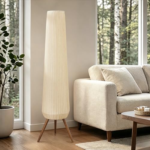 61'' Oatmeal Linen Pleated Floor Lamp