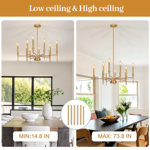 Gold Modern Small Chandelier 10 Light Dining Room Farmhouse Light Fixture