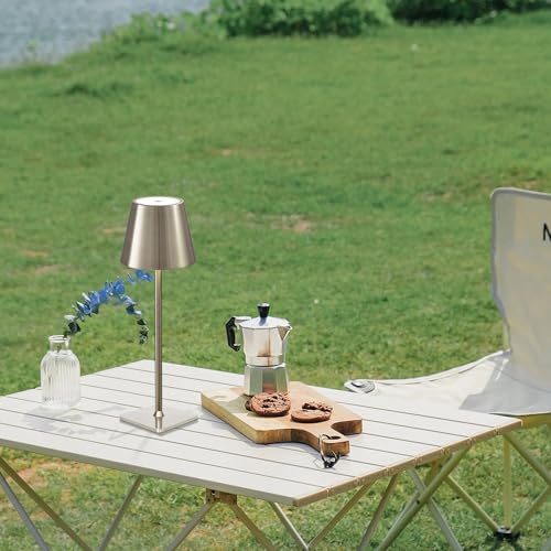 Outdoor Waterproof Cordless Wireless Rechargeable Portable Top Touch Battery Operated Powered LED Table Lamp Desk Lamp Lights for Restaurant Kitchen Patio Dinner Dining