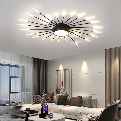41.3" Ceiling Light Modern Flower Shape Ceiling Lamp for Living Room Dining Room Semi Flush Mount Metal Acrylic Sputnik Firework Petal LED Lighting Fixture