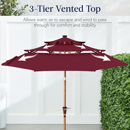 10ft 3 Tier Solar Patio Market Umbrella