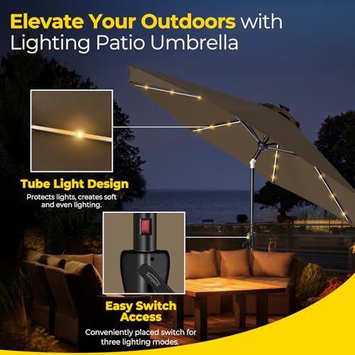 9ft Patio LED Umbrella with light