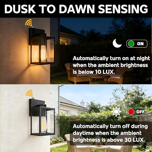 9 Inch Outdoor Wall Light Dusk to Dawn (2 Count)