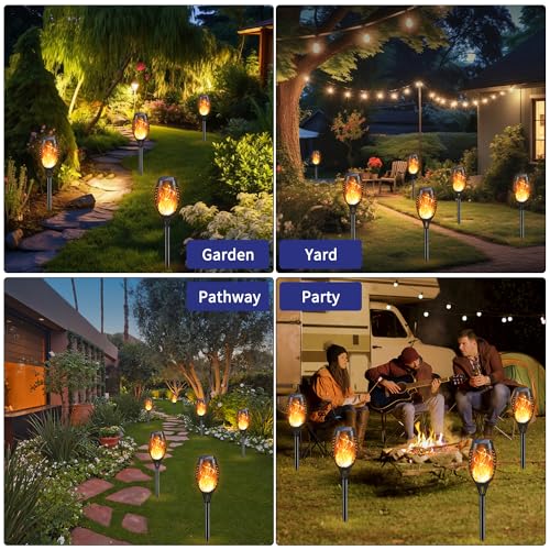 16Pack Solar Torch Light with Flickering Flame for Halloween Decor (16 Count)