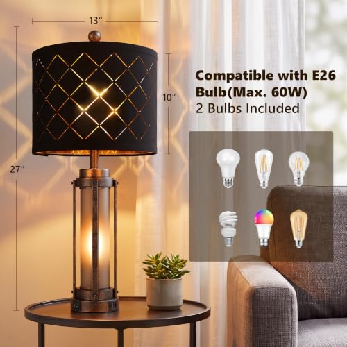 27'' Modern Table Lamp Set of 2 with Nightlight