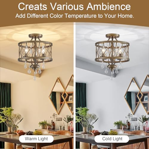 Farmhouse Crystal Ceiling Light Fixture (3 Count)