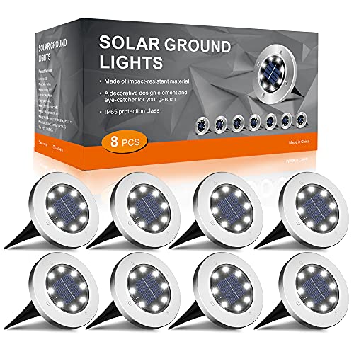 8Pack 4.6Inch Solar Ground Lights Outdoor (8 Count)