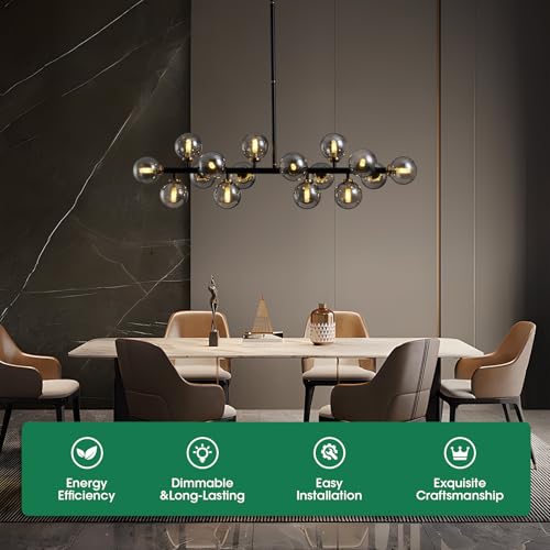 Black Mid Century Modern Sputnik Chandeliers for Dining Room Light Fixture