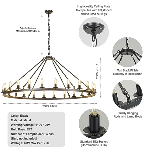 Black Wagon Wheel Chandelier 53