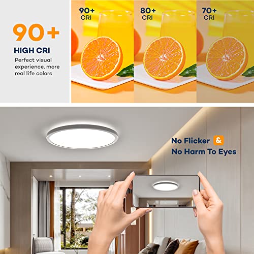 LED Flush Mount Ceiling Light Fixture with Remote Control