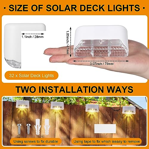 32 Pcs Solar Deck Step Lights Outdoor (32 Count)