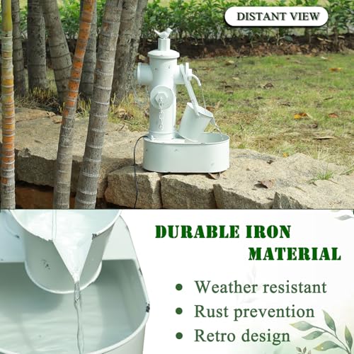 Metal Fire Hydrant Solar Water Fountain with Backup Battery