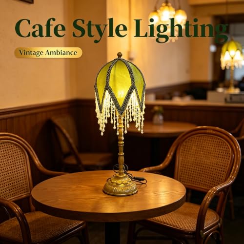 Vintage Tasselled Table Lamp with Beaded Shade