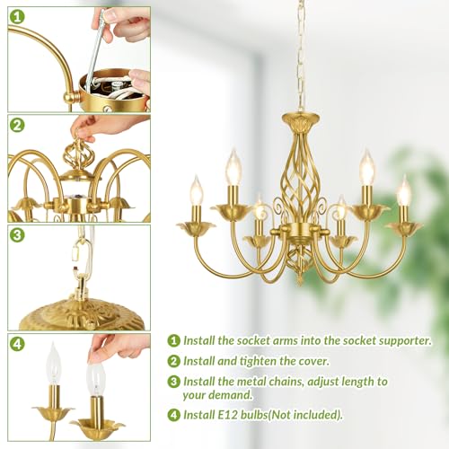 6 Light Farmhouse Candle Chandelier for Dining Room