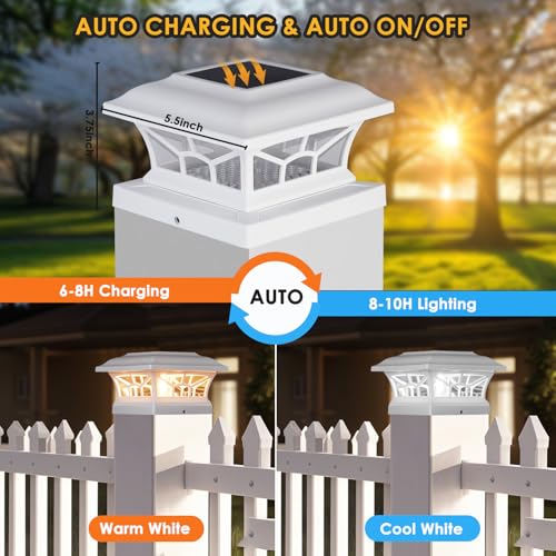 4 Pack Solar Post Cap Lights Outdoor Waterproof