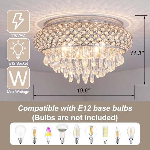 19.5'' Chrome Chandelier with Crystal Raindrop Prism