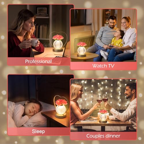 Women Gifts Rose Flower Lamp Cordless LED Touch Lamp Decor Gift