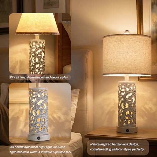 Bedside Table Lamps Set of 2 with Night Light (2 Count)